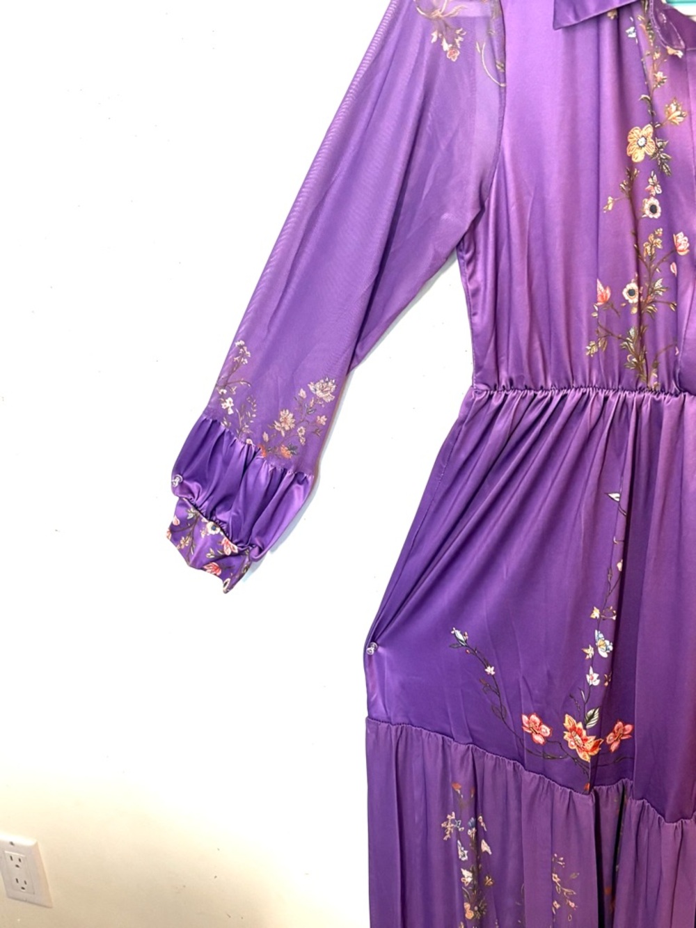 🆕Purple Boho Floral Patterned Maxi Dress - Women. Size L. NWT. - Picture 6 of 13